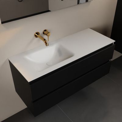 Mondiaz Aivy 120 cm badmeubelset urban - met wastafel talc zonder kraangaten links
