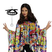 Hippie verkleed set - poncho en accessoires - one size - Jaren 60/flower power verkleedkleding Hippie verkleed set - poncho en accessoires - one size - Jaren 60/flower power verkleedkleding