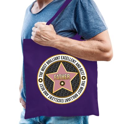 Cadeau tas voor father/vader - paars - katoen - 42 x 38 cm - vaderdag - verjaardag - papa Cadeau tas voor father/vader - paars - katoen - 42 x 38 cm - vaderdag - verjaardag - papa