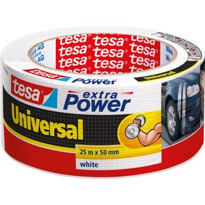 1x Tesa ducttape Extra Power universeel wit 25 mtr x 5 cm klusbenodigdheden   -
