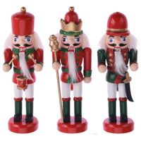 3x Kerstboomhangers notenkrakers poppetjes/soldaten rood/groen 12 cm - thumbnail