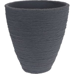 Plantenpot/bloempot Ribbed - Tuin - stevig kunststof - grijs - D40 x H42 cm