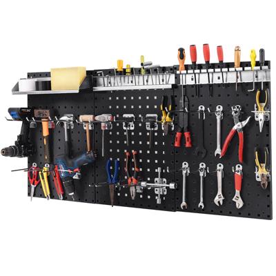 Set van 3 Geperforeerde Wandpanelen Gereedschapsset met 28 Ophangaccessoires Handig Gereedschapspaneel voor Garage Werkplaats