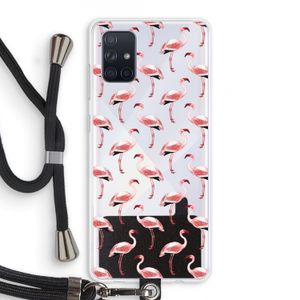 Flamingoprint groen: Samsung Galaxy A71 Transparant Hoesje met koord