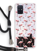 Flamingoprint groen: Samsung Galaxy A71 Transparant Hoesje met koord