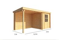 Blokhut met overkapping Els 450 cm bij 200 cm diep Lessenaarsdak - Warentuin collection