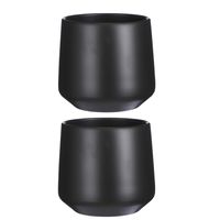 2x stuks bloempot mat antraciet grijs keramiek voor kamerplant H26 x D28 cm