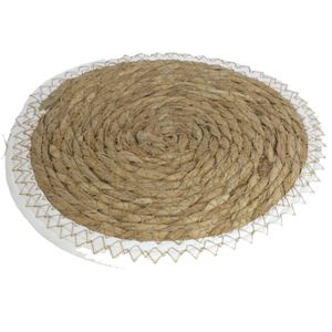 Pannen onderzetter van zeegras rond 28 x 28 cm   -