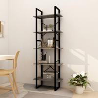 Boekenkast met 5 schappen 60x30x175 cm massief grenenhout grijs