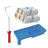 Sorex Verfrollers schilderen set - beugel en verfbak - 5x anti spat vacht verfrollers - 10 cm