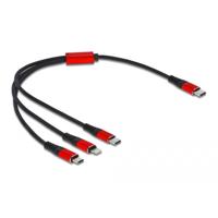 Delock USB-laadkabel USB 2.0 USB-C stekker, USB-C stekker, USB-micro-B stekker, Apple Lightning stekker 0.30 m Zwart, Rood 86710
