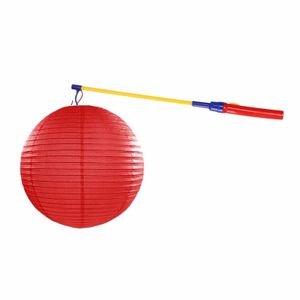 Rode lampion 35 cm met lampionstokje