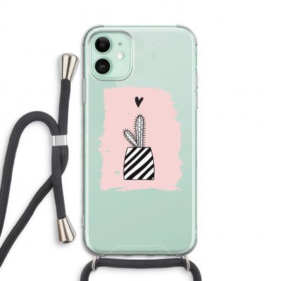 Zwart-wit cactus: iPhone 11 Transparant Hoesje met koord
