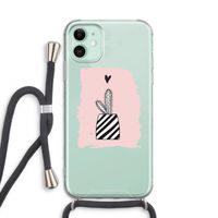 Zwart-wit cactus: iPhone 11 Transparant Hoesje met koord