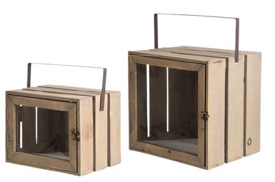 presentatiebox 38 x 72 cm hout naturel 2 stuks
