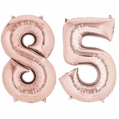 85 jaar verjaardag - Folie ballon cijfers - rose goud - 88 cm - versiering