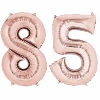 85 jaar verjaardag - Folie ballon cijfers - rose goud - 88 cm - versiering