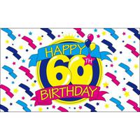 60 jaar thema feestartikelen - vlag - 150 x 90 - muur/wand/deur - polyester - versiering   - - thumbnail