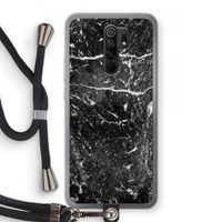 Zwart marmer: Xiaomi Redmi 9 Transparant Hoesje met koord