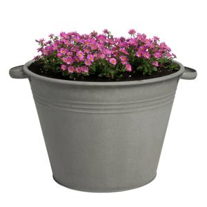 Plantenpot/bloempot Farmer - rond - zink - donkergrijs - D40 X H29 cm