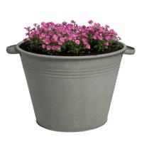 Plantenpot/bloempot Farmer - rond - zink - donkergrijs - D40 X H29 cm - thumbnail