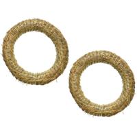 Decoratie krans van stro - Set van 6x stuks - 30 x 5 cm - DIY kransen maken