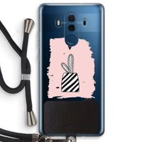 Zwart-wit cactus: Huawei Mate 10 Pro Transparant Hoesje met koord