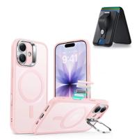 iPhone 17 Classic Hybrid Magnetic Case (Camera Control, Stash Stand) with Wallet Stand Bundle - Frosted Bubblegum Pink