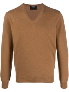 Dell'oglio pull en maille fine à col v - Marron