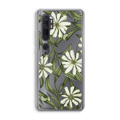 Wit bloemenpatroon: Xiaomi Mi Note 10 Pro Transparant Hoesje