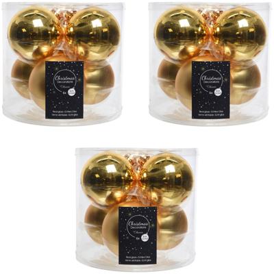 Decoris Kerstballen - 18x stuks - goud - D8 cm - glas - glans en mat - kerstversiering Decoris Kerstballen - 18x stuks - goud - D8 cm - glas - glans en mat - kerstversiering