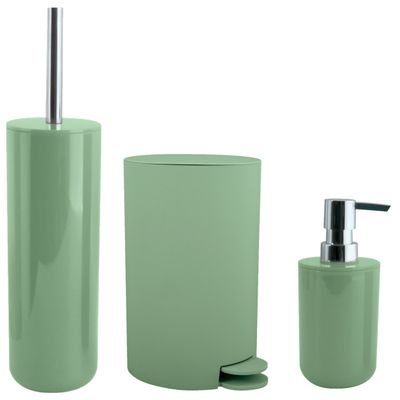 Toiletborstel in houder/zeeppompje/pedaalemmer set Moods - kunststof - groen