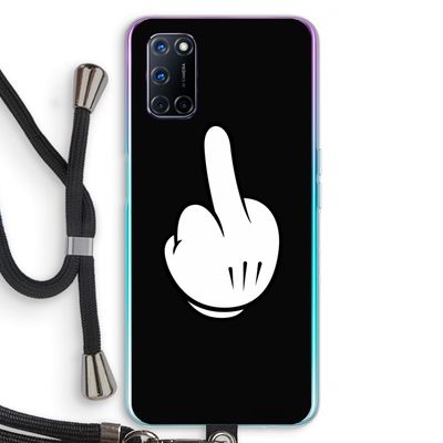 Middle finger black: Oppo A52 Transparant Hoesje met koord