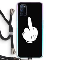 Middle finger black: Oppo A52 Transparant Hoesje met koord