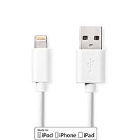 Nedis Lightning Kabel | Apple Lightning 8- Pins naar USB-A Male | 2 m | Wit | 1 stuks - CCGB39300WT20 CCGB39300WT20 - thumbnail