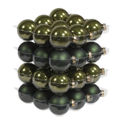 Kerstballen - 36x st - olijf groen - D6 cm - glas - kerstversiering