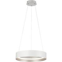 LED Hanglamp - Musterring Loop - 1 Lichtpunt van 38 Watt - Dimbaar - Aanpasbare Lichtkleur - Hoogte Aanpasbaar - Geheugenfunctie - Nachtlamp - Afstandsbediening - Mat Wit - Metaal