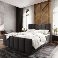 ACTIE Opberg Boxspring 140 x 200 Suede Antraciet - Monza - Incl. Voetbord - thumbnail