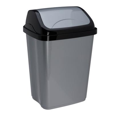 Storage Solutions Afvalemmer SWING - 16 liter - grijs/zwart - met klep deksel - kunststof