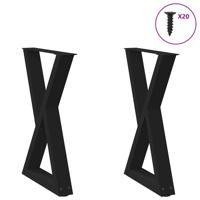 Eettafelpoten 2 st 60x(72-73,3) cm staal zwart