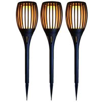 Set van 4x stuks Horror decoratie solar LED vlam tuinfakkels zwart 58 cm - thumbnail