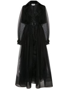 Alexander McQueen trench en tulle à taille ceinturée - Noir