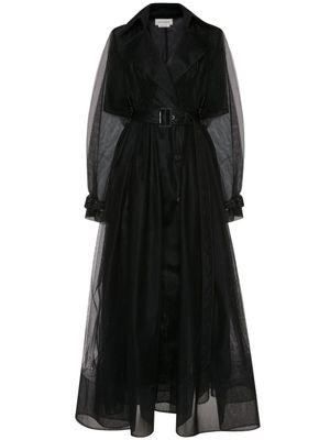 Alexander McQueen trench en tulle à taille ceinturée - Noir Alexander McQueen trench en tulle à taille ceinturée - Noir