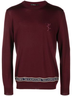 Billionaire pull à logo L/S brodé - Rouge