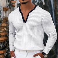 Voor heren Wafel Henley-shirt T-shirt Shirt met lange mouwen Effen Kleur Henley Buiten Casual Lange mouw nappi Kleding Modieus Ontwerper Comfortabel Lightinthebox - thumbnail