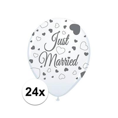 Ballonnen just married - 24x - wit - 30 cm - bruiloft
