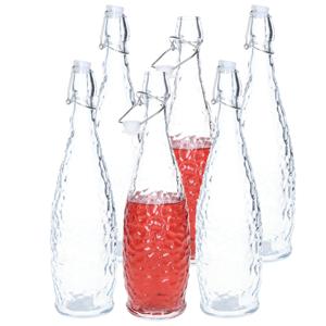 Alessandro Beugelfles/weckfles - 12x - gedecoreerd glas - transparant - luchtdicht - 1 liter