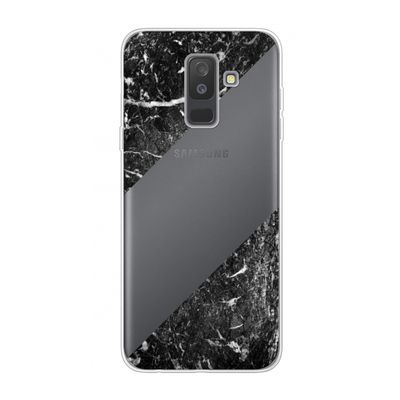 Zwart marmer: Samsung Galaxy A6 Plus (2018) Transparant Hoesje