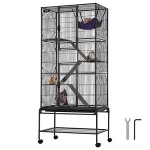 VEVOR kooi voor kleine dieren 4-laags frettenkooi 3 oprijplaten 755x455x1755mm