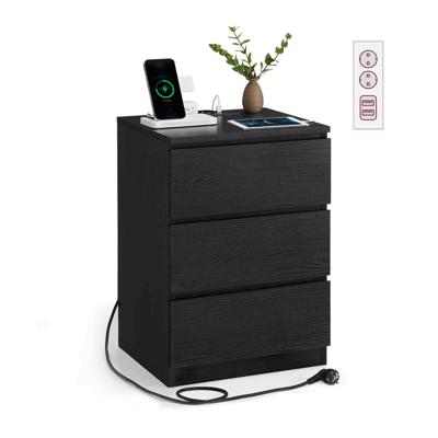 Bijzettafel 3 lades modern ebbenhout, Ebbenhout zwart / 1